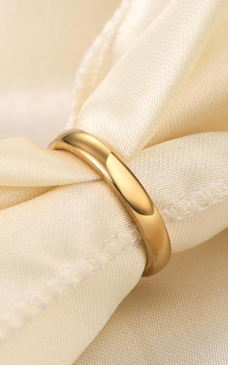 VQYSKO Tungsten Wedding Band Ring for Men Women | 2mm 4mm 6mm 8mm Gold Domed Tungsten Wedding Band Ring for Men Women High Polish Comfort Fit | Size 5-14 - Image 5